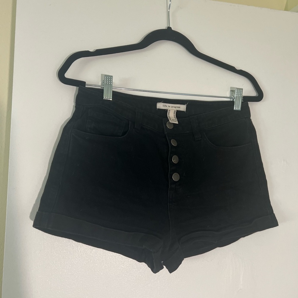 Life in Progress Black High Waist Micro Shorts